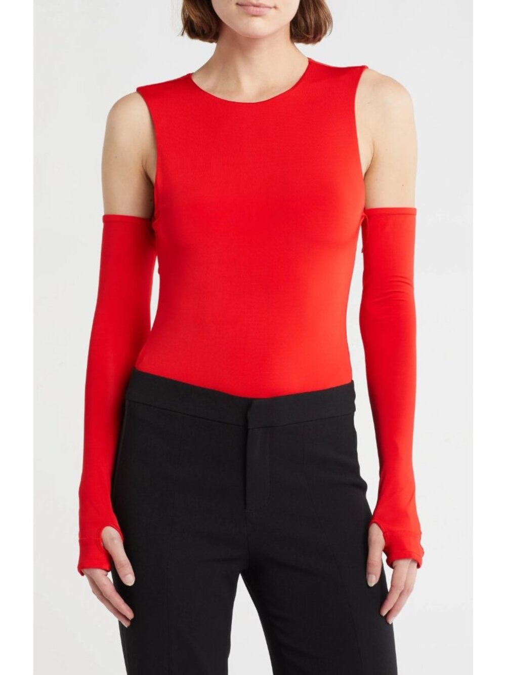 Alice + Olivia Women's Olea Sculpting Cold Shoulder Bodysuit Bright Ruby Size XS